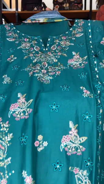 Pakistani Original Hayat’s Embroidered Stitched Cotton 3Pcs _ Sea Green  